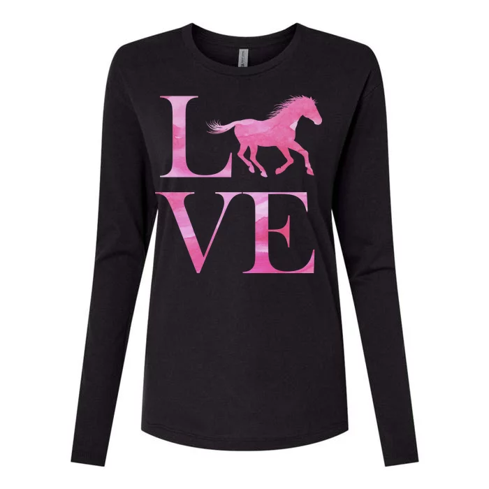 Love Horses Pink Logo Womens Cotton Relaxed Long Sleeve T-Shirt