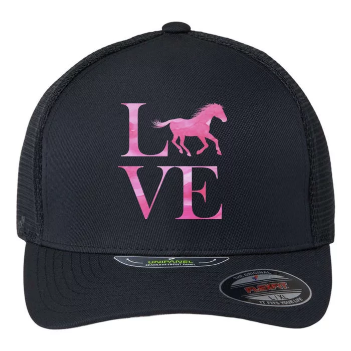 Love Horses Pink Logo Flexfit Unipanel Trucker Cap