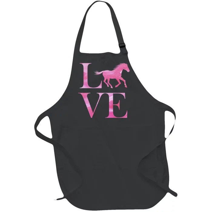 Love Horses Pink Logo Full-Length Apron With Pocket