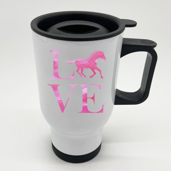 Love Horses Pink Logo Front & Back Stainless Steel Travel Mug