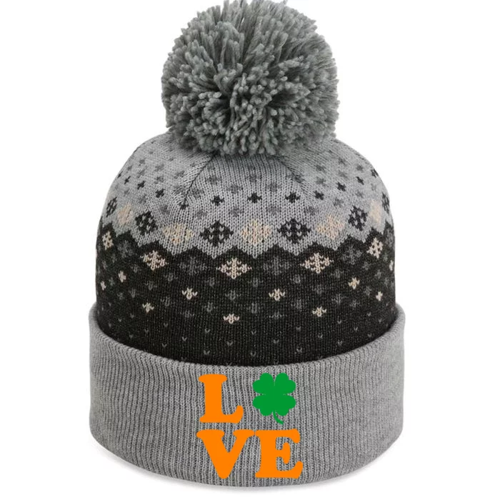 Love Irish Clover Shamrock St. Patrick's Day The Baniff Cuffed Pom Beanie