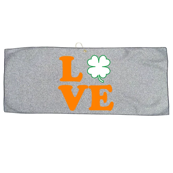 Love Irish Clover Shamrock St. Patrick's Day Large Microfiber Waffle Golf Towel