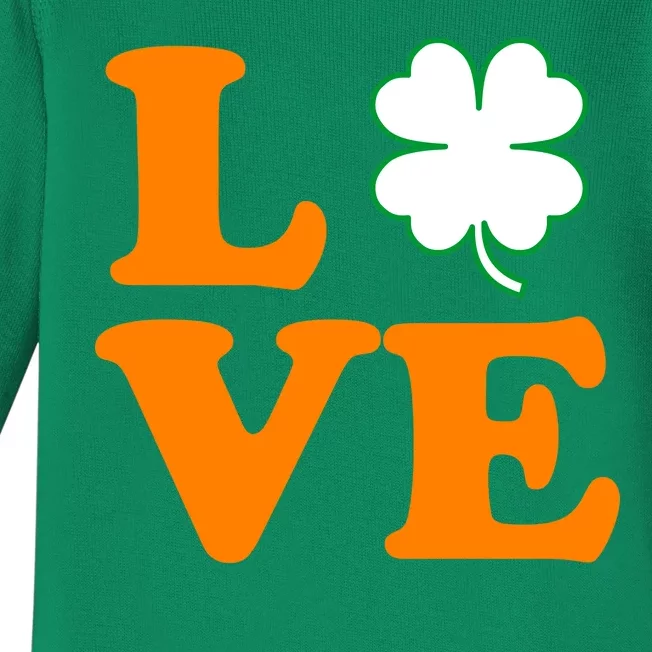 Love Irish Clover Shamrock St. Patrick's Day Baby Long Sleeve Bodysuit