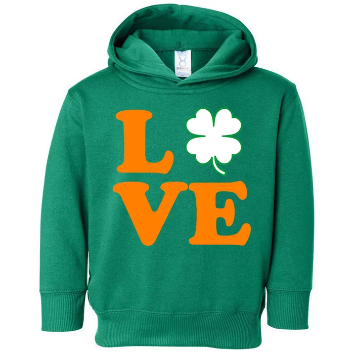 Love Irish Clover Shamrock St. Patrick's Day Toddler Hoodie