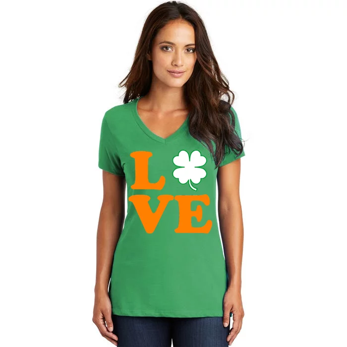 Love Irish Clover Shamrock St. Patrick's Day Women's V-Neck T-Shirt