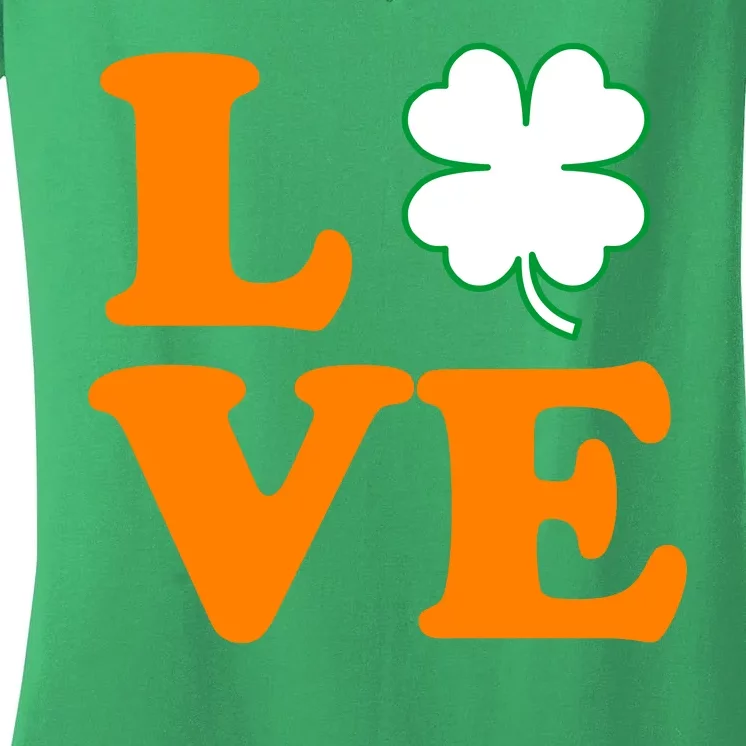 Love Irish Clover Shamrock St. Patrick's Day Women's V-Neck T-Shirt