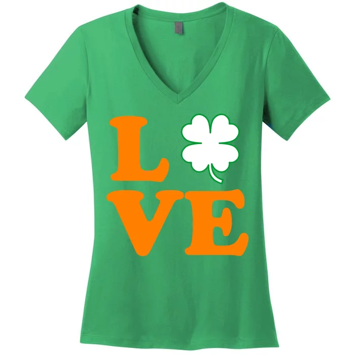 Love Irish Clover Shamrock St. Patrick's Day Women's V-Neck T-Shirt