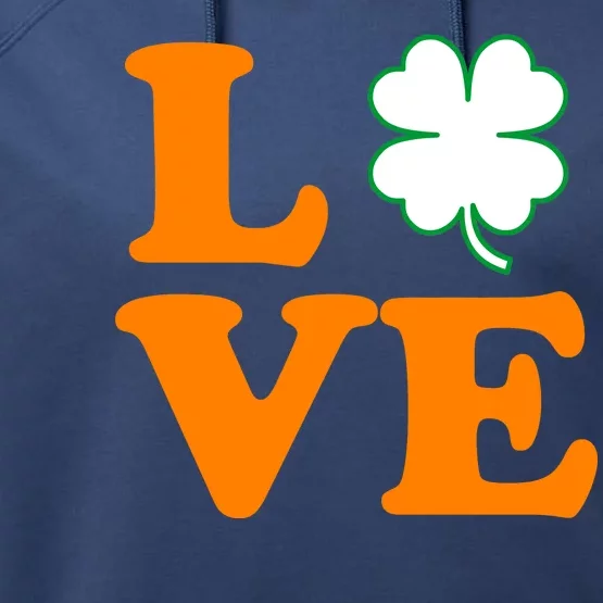 Love Irish Clover Shamrock St. Patrick's Day Performance Fleece Hoodie