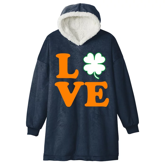 Love Irish Clover Shamrock St. Patrick's Day Hooded Wearable Blanket