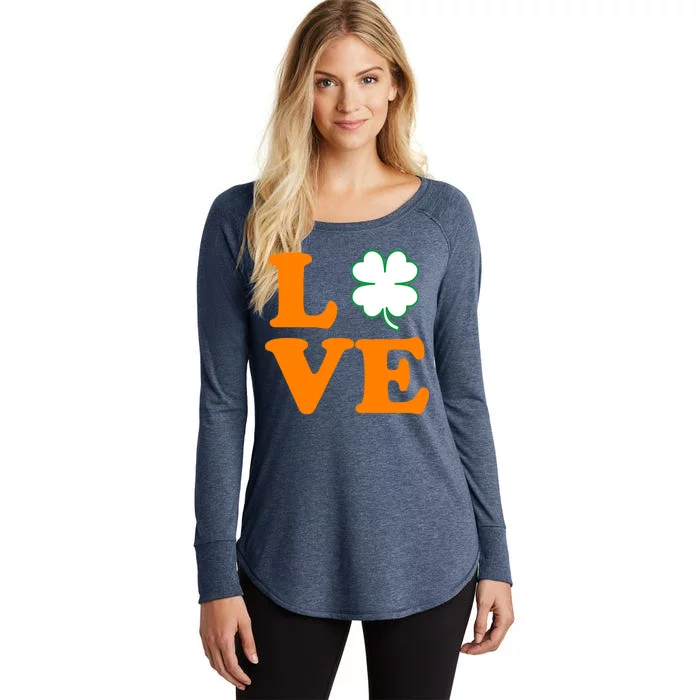 Love Irish Clover Shamrock St. Patrick's Day Women's Perfect Tri Tunic Long Sleeve Shirt