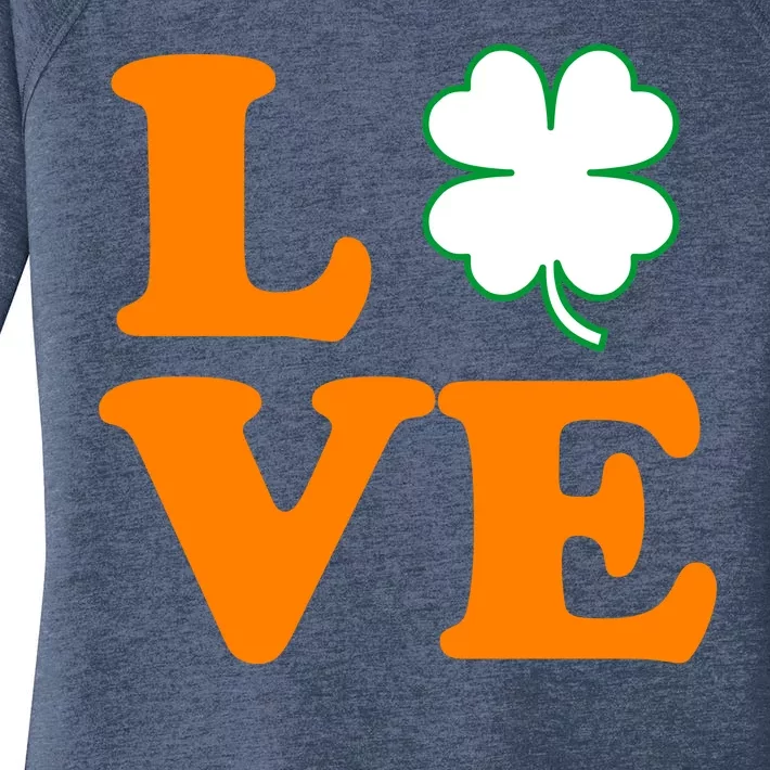 Love Irish Clover Shamrock St. Patrick's Day Women's Perfect Tri Tunic Long Sleeve Shirt