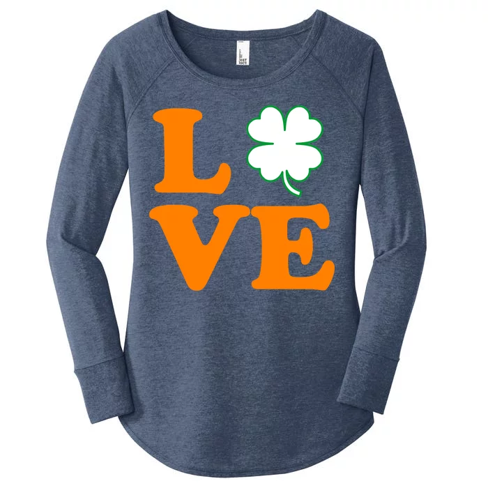 Love Irish Clover Shamrock St. Patrick's Day Women's Perfect Tri Tunic Long Sleeve Shirt