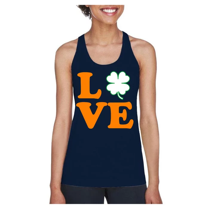 Love Irish Clover Shamrock St. Patrick's Day Women's Racerback Tank