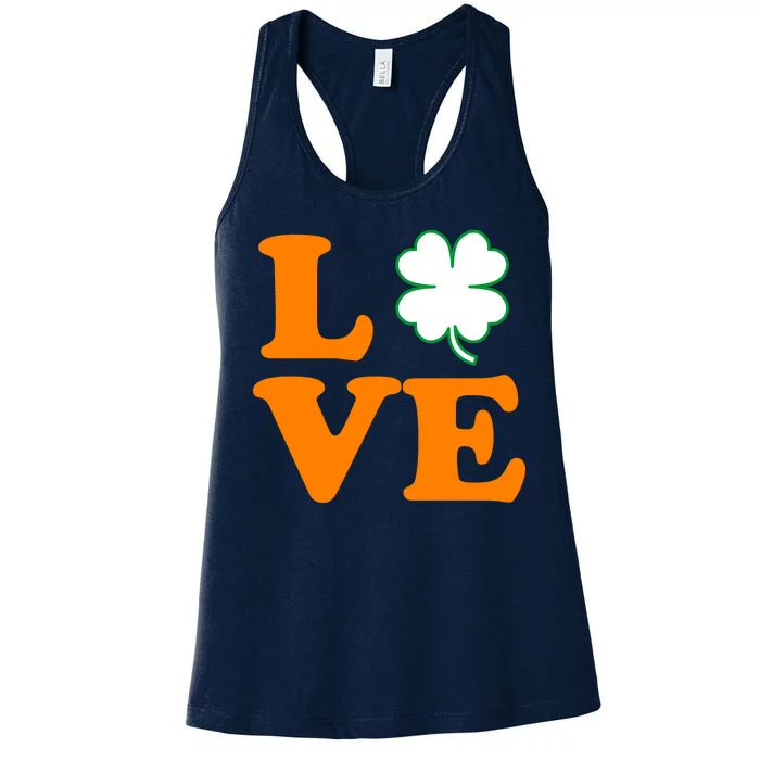 Love Irish Clover Shamrock St. Patrick's Day Women's Racerback Tank