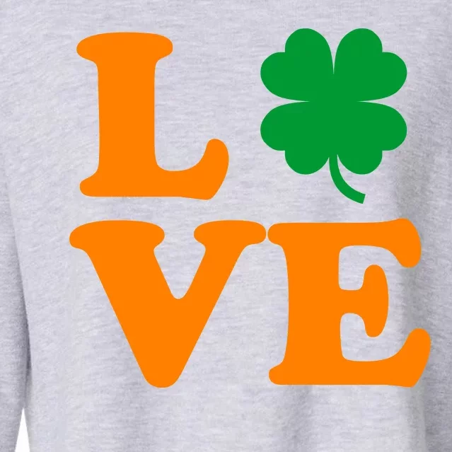 Love Irish Clover Shamrock St. Patrick's Day Cropped Pullover Crew