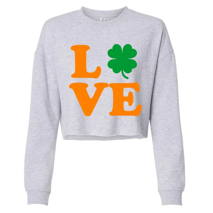 Love Irish Clover Shamrock St. Patrick's Day Cropped Pullover Crew