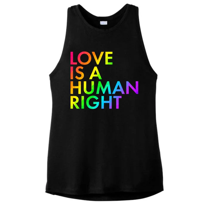 Love Is A Human Right Rainbow Ladies Tri-Blend Wicking Tank