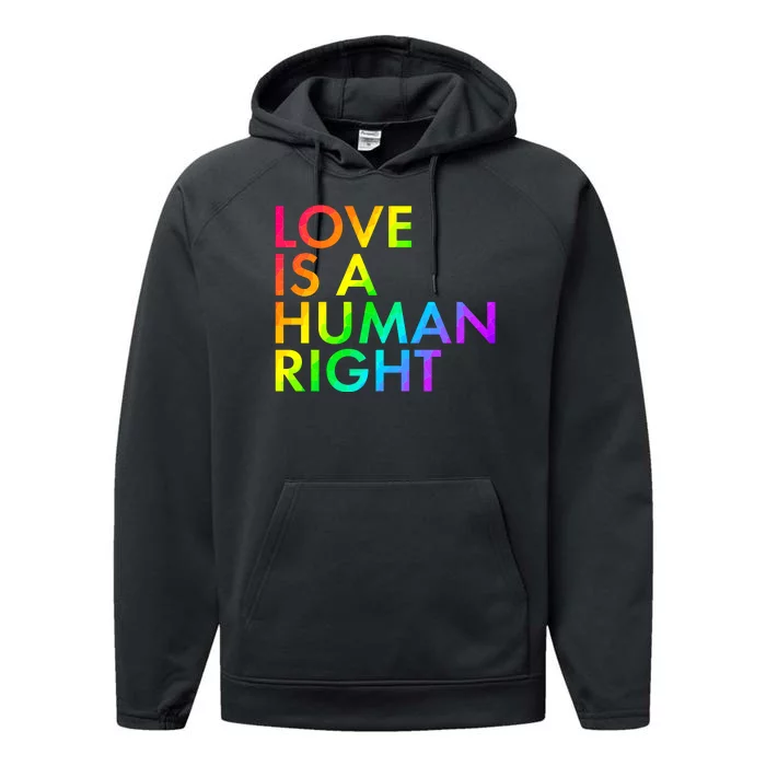 Love Is A Human Right Rainbow Performance Fleece Hoodie