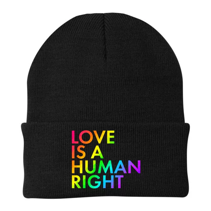 Love Is A Human Right Rainbow Knit Cap Winter Beanie