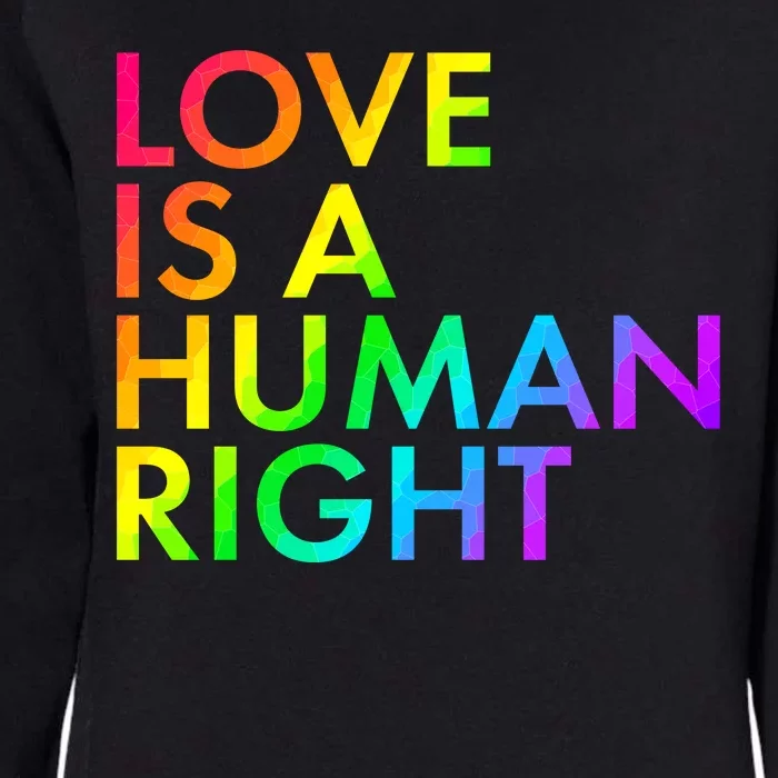 Love Is A Human Right Rainbow Womens California Wash Sweatshirt