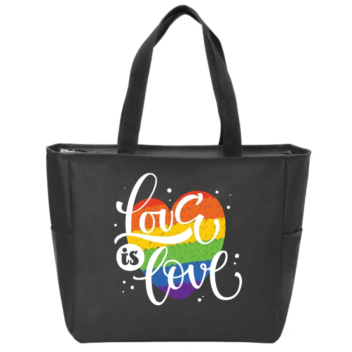 Love Is Love Heart Pride Zip Tote Bag