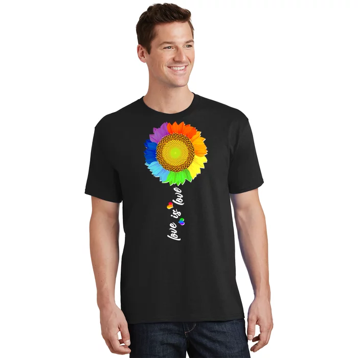 Love is Love LGBT Rainbow Sunflower T-Shirt