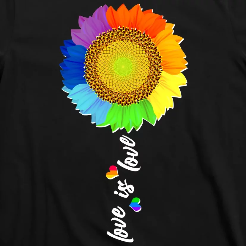 Love is Love LGBT Rainbow Sunflower T-Shirt