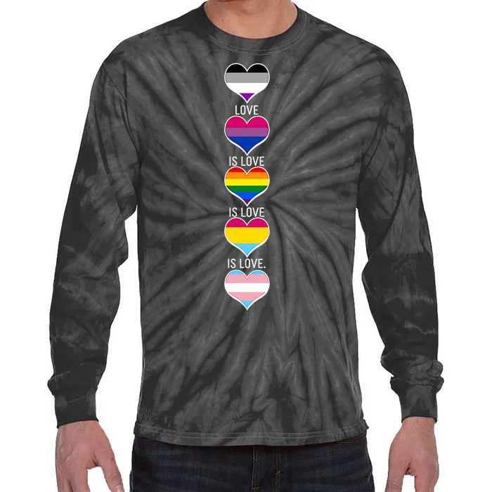 Love is Love LGBTQ Heart Colors Tie-Dye Long Sleeve Shirt