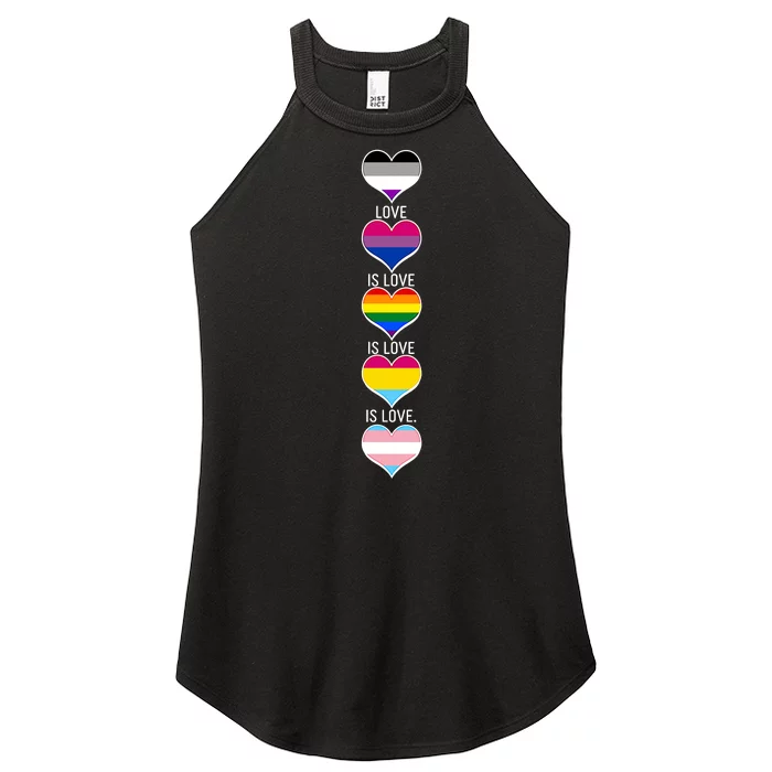 Love is Love LGBTQ Heart Colors Women’s Perfect Tri Rocker Tank