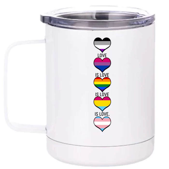 Love is Love LGBTQ Heart Colors Front & Back 12oz Stainless Steel Tumbler Cup