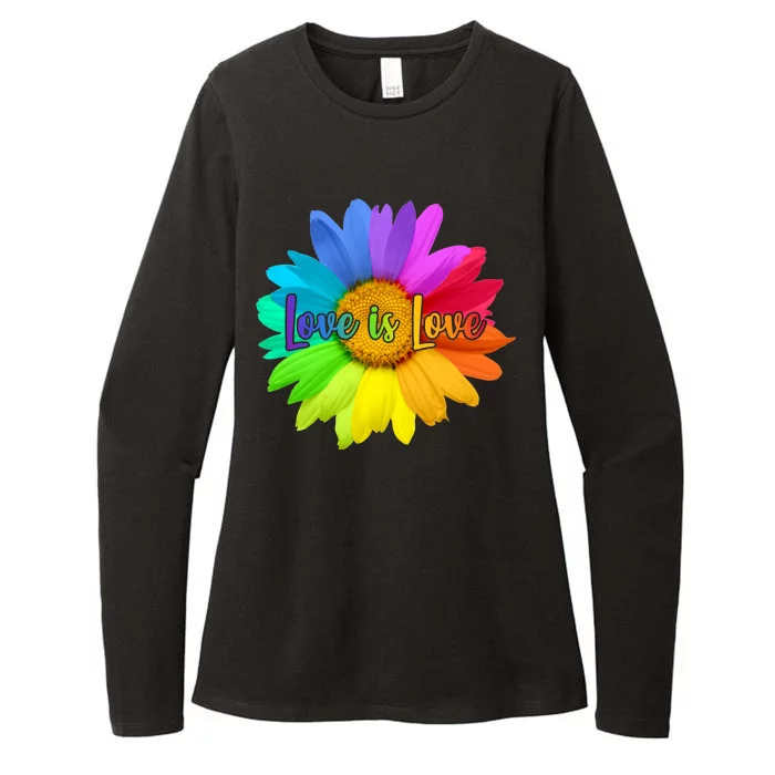 Love Is Love Rainbow Flower Womens CVC Long Sleeve Shirt