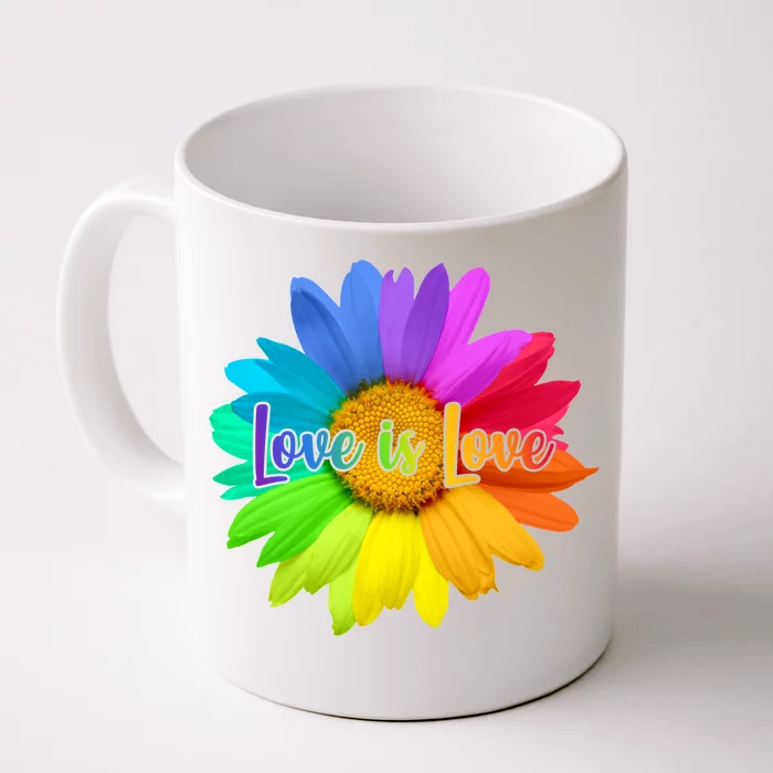 Love Is Love Rainbow Flower Front & Back Coffee Mug