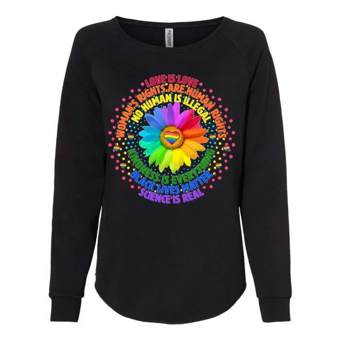 Love Is Love Rainbow Flower Unity Womens California Wash Sweatshirt