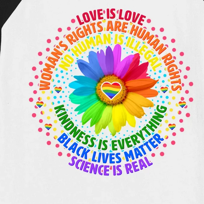 Love Is Love Rainbow Flower Unity Baseball Sleeve Shirt