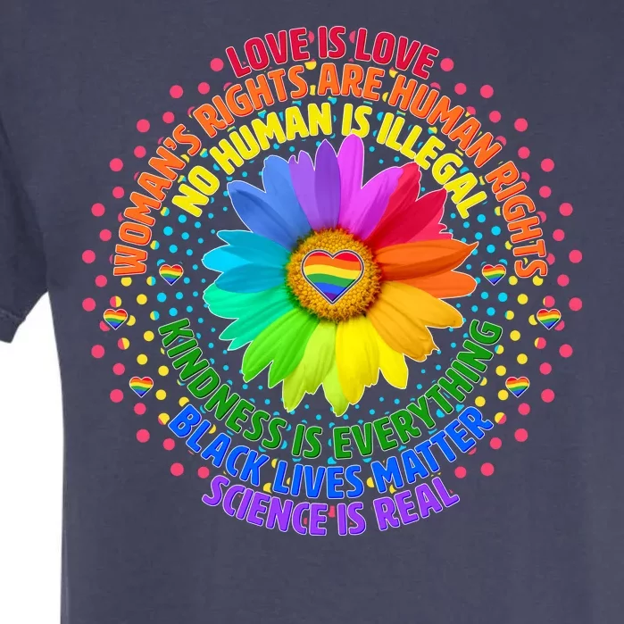 Love Is Love Rainbow Flower Unity Garment-Dyed Heavyweight T-Shirt