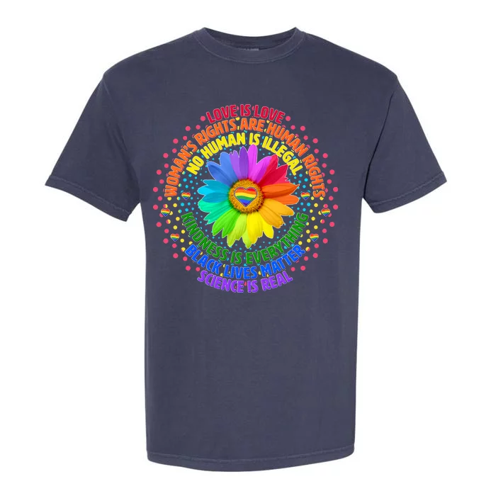 Love Is Love Rainbow Flower Unity Garment-Dyed Heavyweight T-Shirt