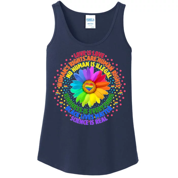 Love Is Love Rainbow Flower Unity Ladies Essential Tank