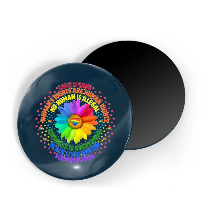 Love Is Love Rainbow Flower Unity Magnet