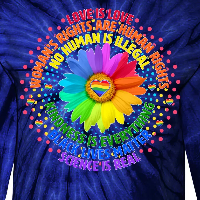 Love Is Love Rainbow Flower Unity Tie-Dye Long Sleeve Shirt