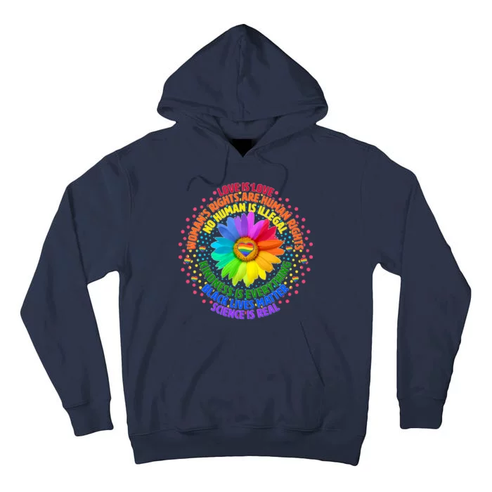 Love Is Love Rainbow Flower Unity Tall Hoodie