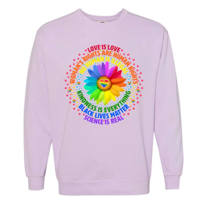 Love Is Love Rainbow Flower Unity Garment-Dyed Sweatshirt