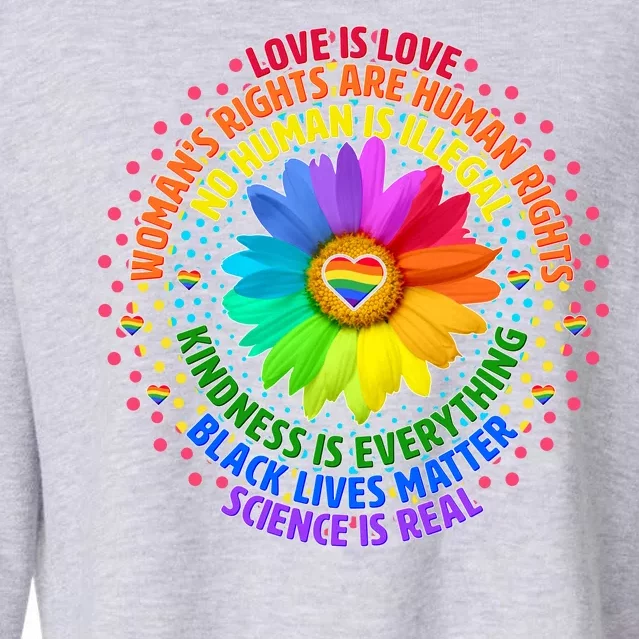 Love Is Love Rainbow Flower Unity Cropped Pullover Crew