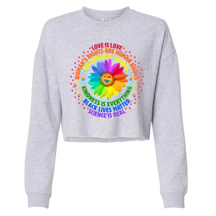 Love Is Love Rainbow Flower Unity Cropped Pullover Crew