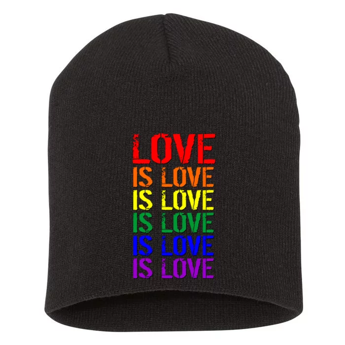 Love Is Love Rainbow Colors Short Acrylic Beanie