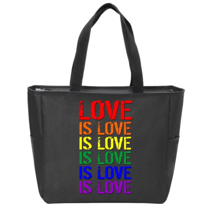 Love Is Love Rainbow Colors Zip Tote Bag