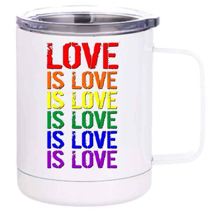 Love Is Love Rainbow Colors Front & Back 12oz Stainless Steel Tumbler Cup