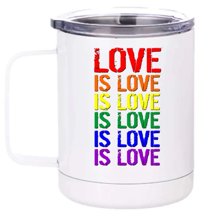 Love Is Love Rainbow Colors Front & Back 12oz Stainless Steel Tumbler Cup