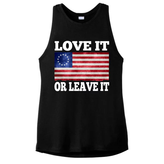 Love It Or Leave It Betsy Ross Flag Ladies Tri-Blend Wicking Tank