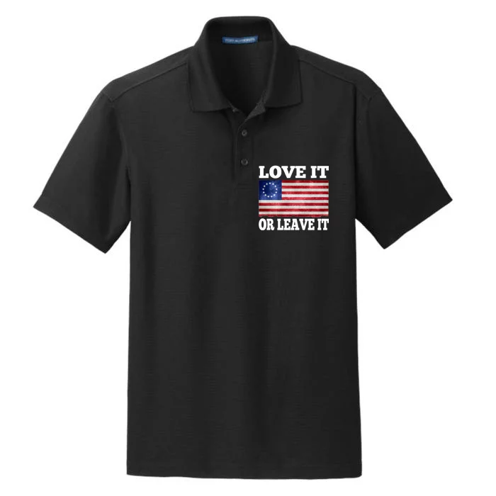 Love It Or Leave It Betsy Ross Flag Dry Zone Grid Performance Polo