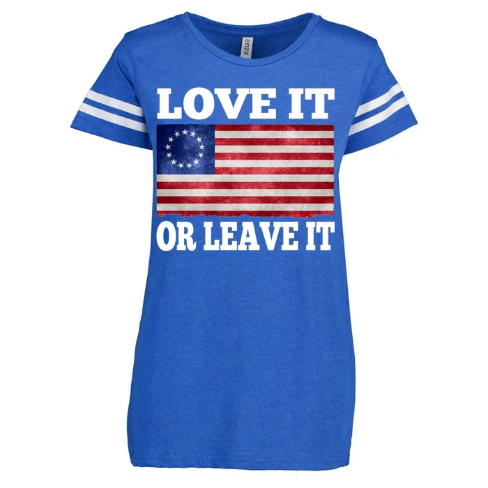 Love It Or Leave It Betsy Ross Flag Enza Ladies Jersey Football T-Shirt